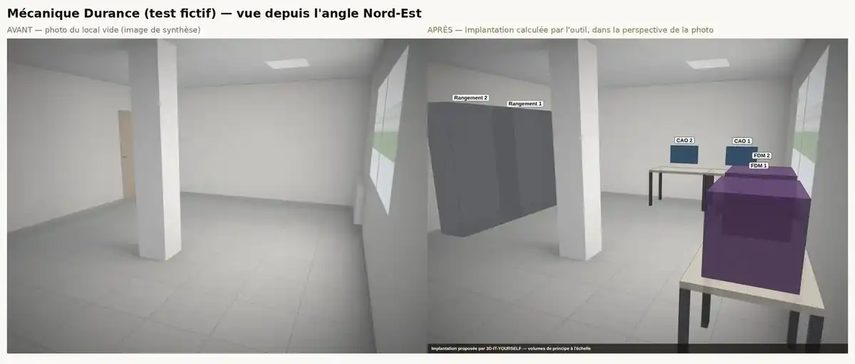 Avant et après depuis l’angle de la salle